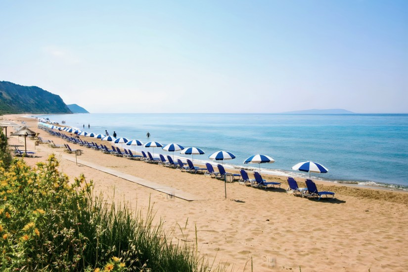 beautiful sandy beach away from crowds in corfu island